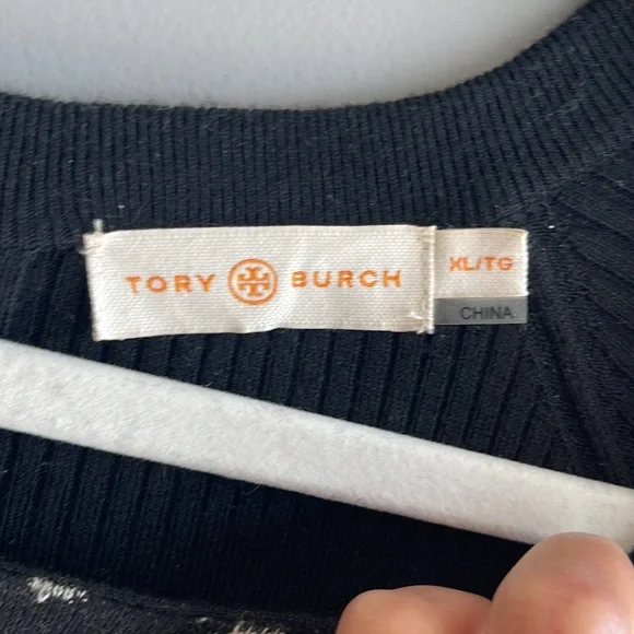 TORY BURCH Gemma Pony Dot Sweater Dress
Merino Wool XL Stretch Dot Ribbed Black - Picture 4 of 10